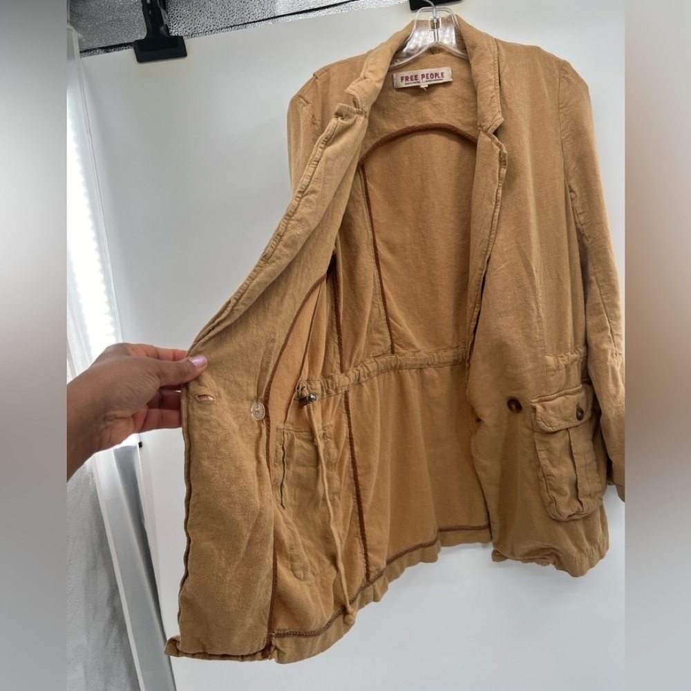 Free People Charley blazer brown jacket button front long sleeve size M - Picture 8 of 12
